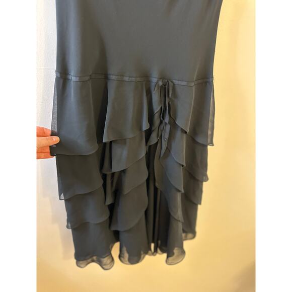 VTG Y2K Sleeveless Cowl Neck Black Ruffle Drop Waist Dark Fairy Whimsigoth Sz 10 - Picture 7 of 8